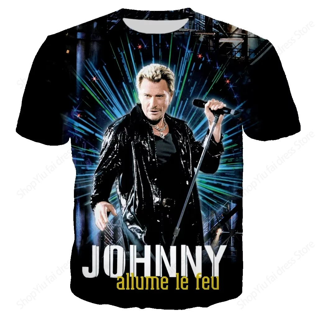 New Most Popular Pop Singer Johnny Hallyday 3d Print T shirt Men Women Fashion T-shirt Hip Hop Tops Tees Rock Band Tshirt Summer