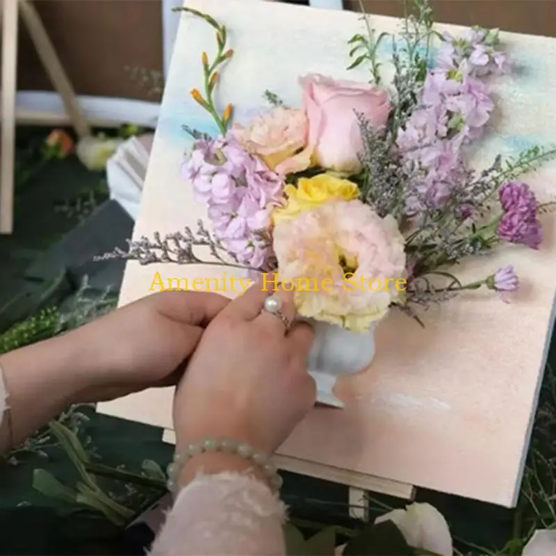 F26C 2Pcs Wall Mounted Flower Vases Flowerpot Decorative Half Vases Props Diy Crafts