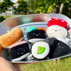 Llaveros creativos de Sushi japonés, llaveros de muñeco de peluche lindo, llavero de comida Kawaii para mochila, bolso, accesorios colgantes, venta al por mayor