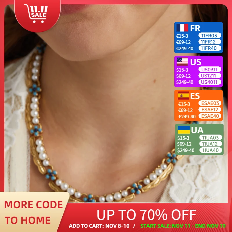 

Vintage Pearl Necklace Choker Baroque Flower Wreath Natural Stone Chains Antique Jewelry Collar Gold Color Accessories Women