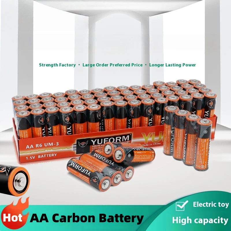 

1.5V AA Size R6 Carbon Zinc Batteries for Daily Use Replacement for Remote Control Clock Toy Mouse Flashlight Safe and Durable