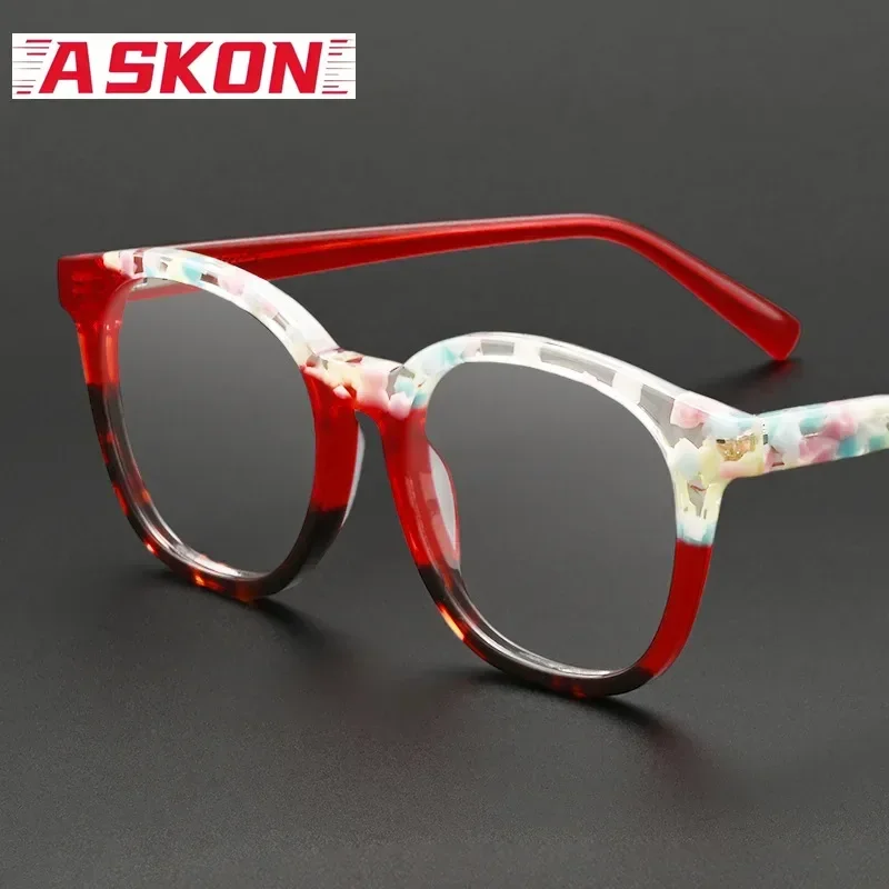 ASKON Vintage Acetate Colorful Glasses Frame Man Square Retro Eyeglass Frames Men Women Prescription Reading Myopia Customized