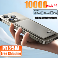 10000mAh Thin Magnetic Wireless Power Bank PD25W Fast Charging Portable External Battery For Magsafe For iPhone 16 15 Samsung