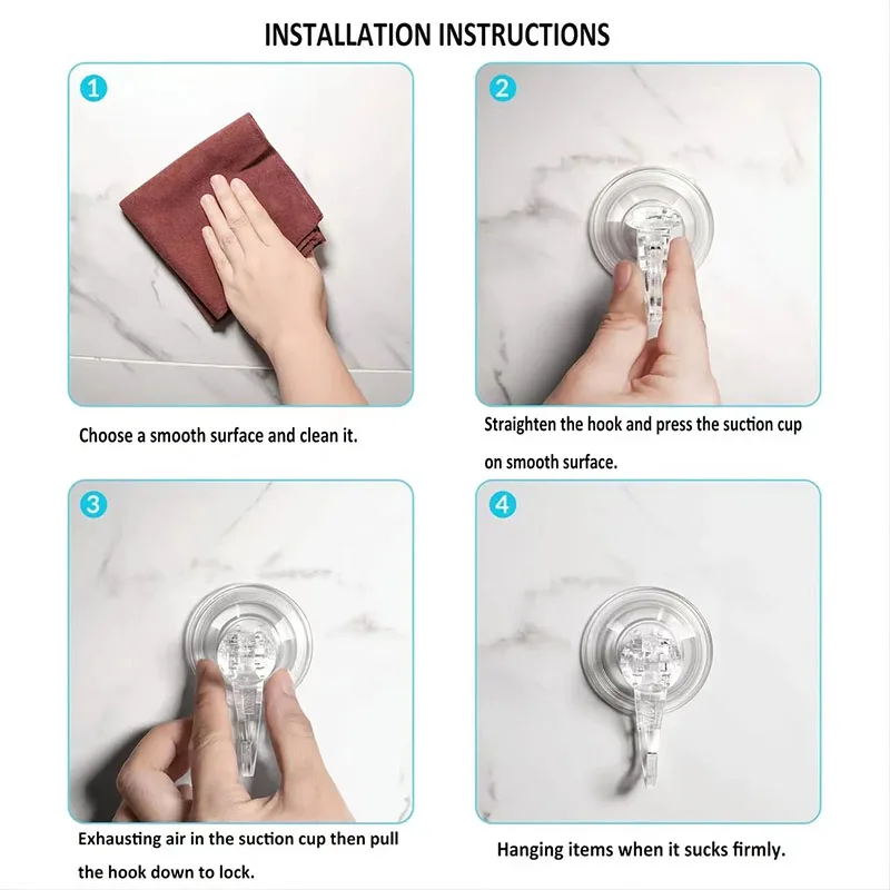 10 Stück Saugnapfhaken, transparent, wiederverwendbar, robust, Vakuum-Saugnapfhaken, Glas, Küche, Badezimmer, Haken für Handtuch – Detail 5