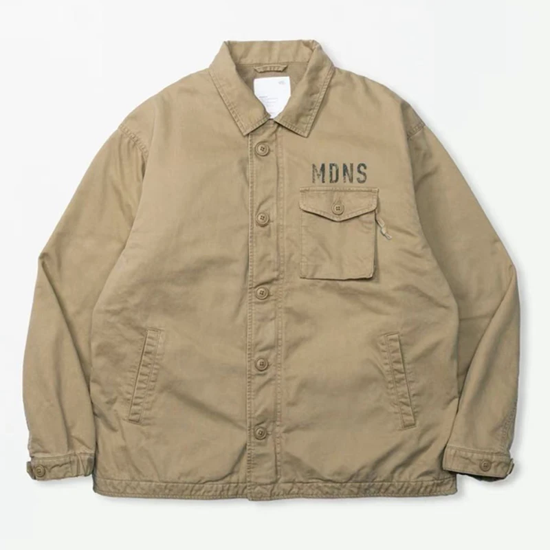 

Autumn/winter Trend Madness Jacket Vintage Casual Do Old Letter Print Zipper Lapel Coat MDNS Cotton-padded Jackets