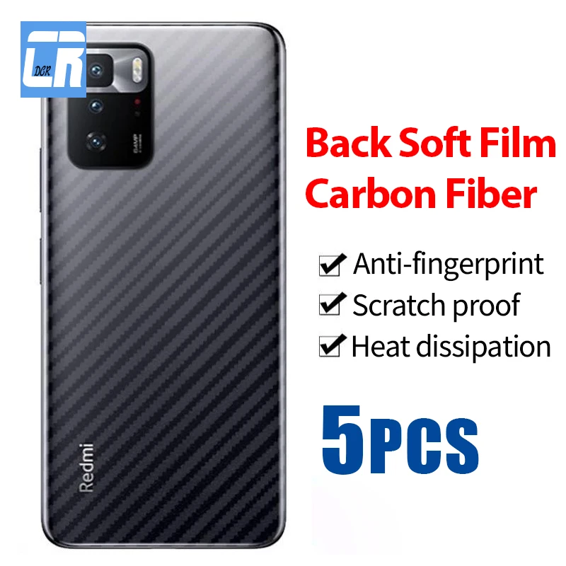 

5Pcs/lot Carbon Fiber Matte Back Film For Xiaomi Redmi Note 10 9 8 7 5 Pro 11 10 Ultra Poco F3 X3 Pro 11 10 Lite Protector Film