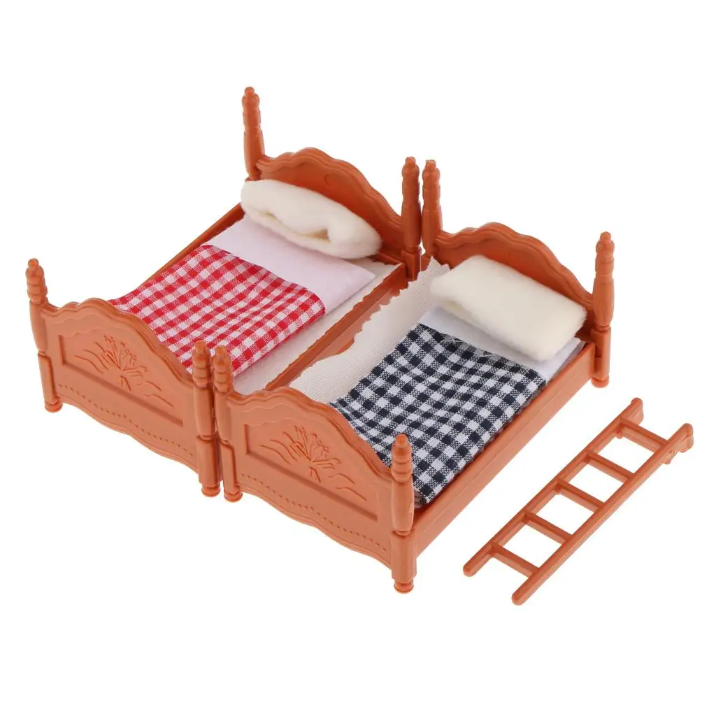 1:12 brinquedo casa de bonecas em miniatura quarto cama beliche modelo em escala brinquedo