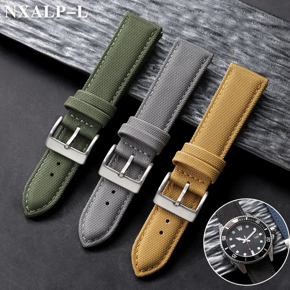 Waterproof Sailcloth Watch Strap 20mm 22mm for Seiko for Omega Two-Sided Nylon Watchband Quick Release Bands Sport Belt for Men