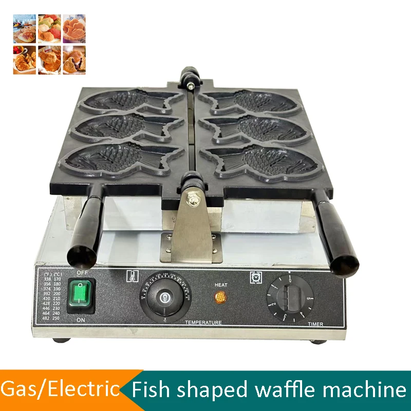 Commercial Waffle Fish Cake Snacks Equipment Hot Sale Japanese Maker Taiyaki Stainless Steel Nonstick Fish Type Waffle Machine