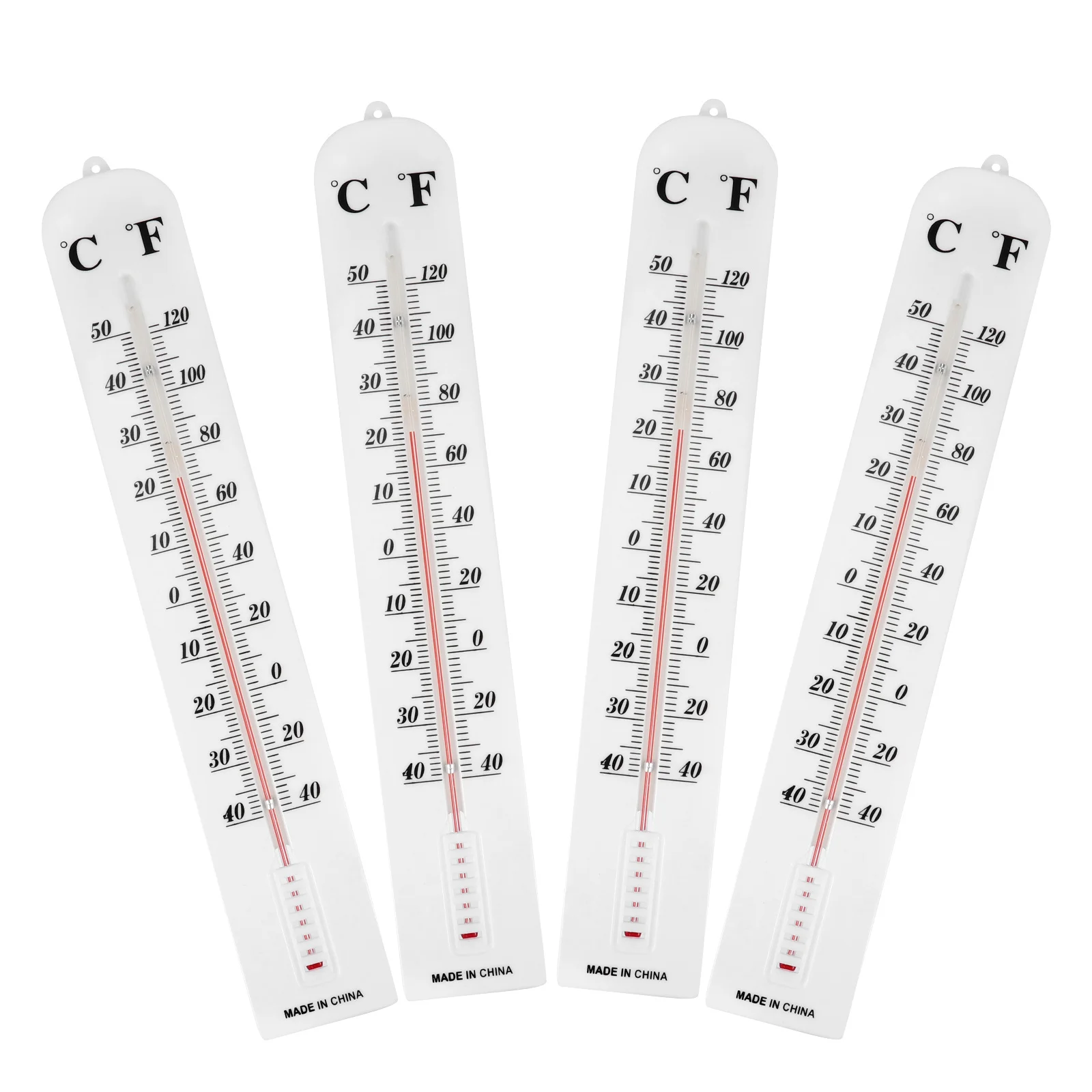 4Pcs Plastic Panel Teaching Thermometers Dual Scale Celsius Fahrenheit Red Glass Core Science School Demonstration Safety