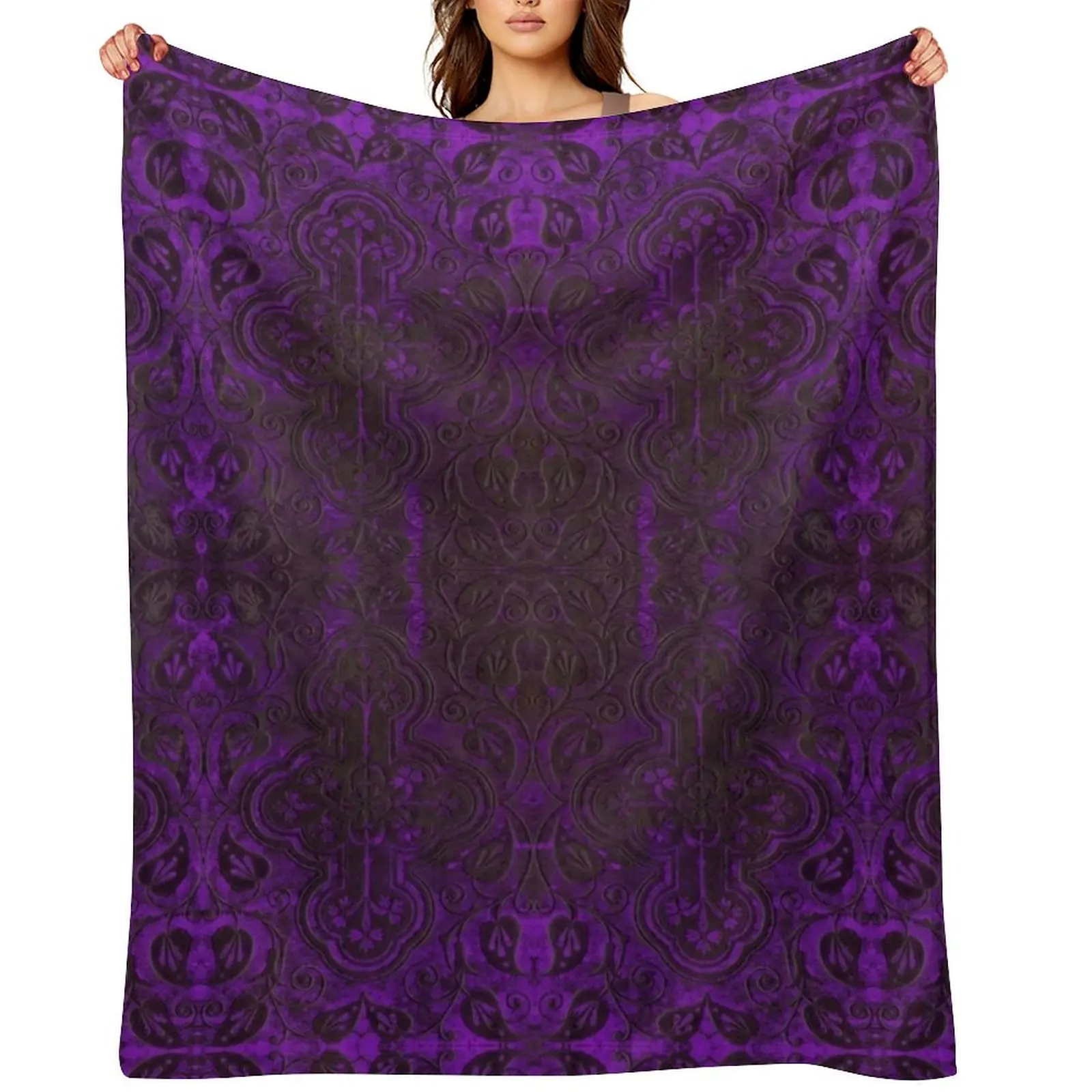 

Purple Romantic Weathered Gothic Carving Crosses Pattern by Moose Disco Throw Blanket christmas decoration Sofas Blankets