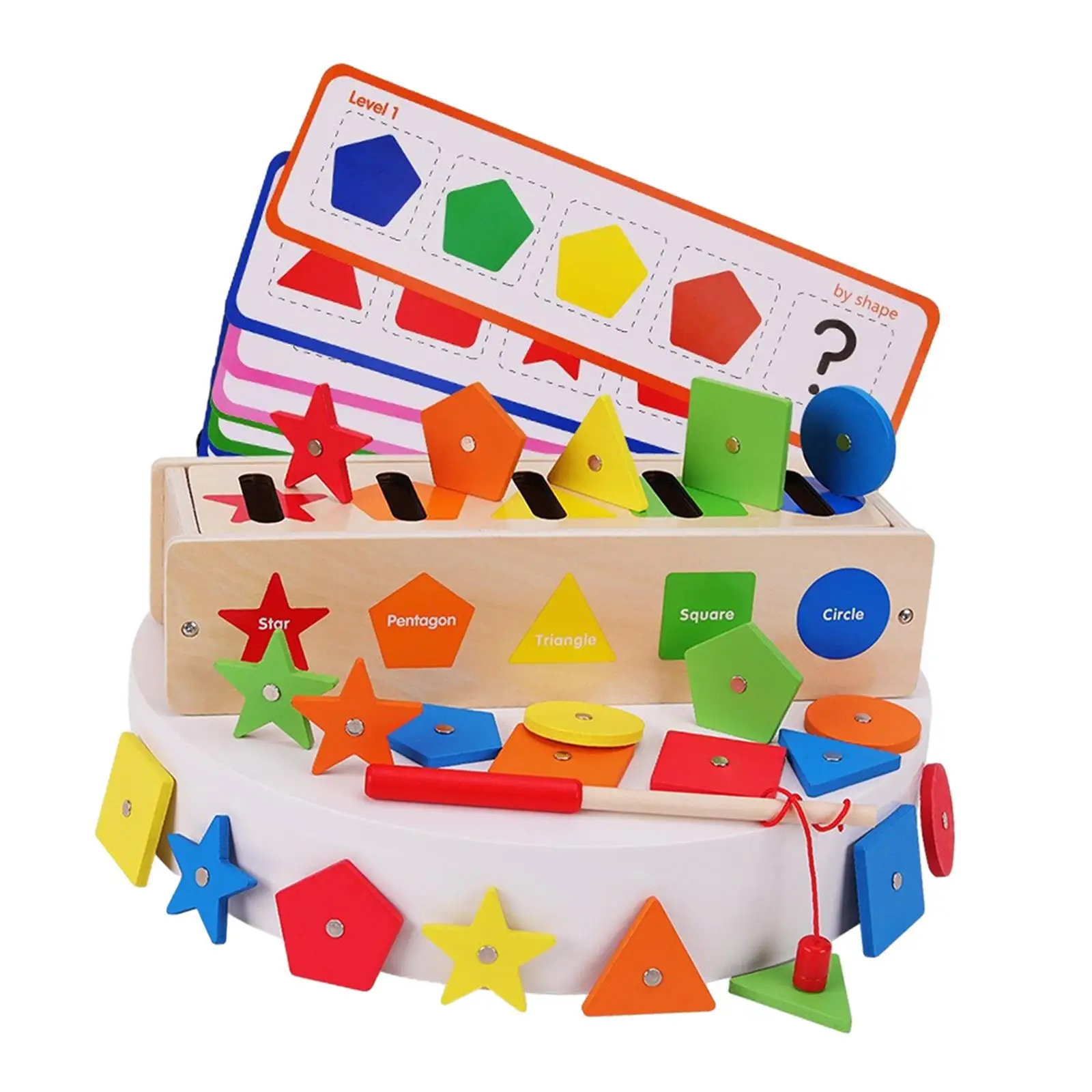 Rompecabezas de bloques de juguete de clasificación de colores con forma de madera, juguetes educativos, juego de pesca para niños pequeños, regalos de cumpleaños para bebés y niñas