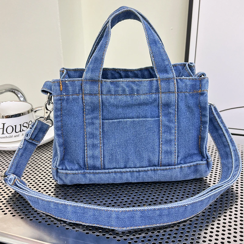 

Simple Solid Color Women's Denim Crossbody Bag Retro Ladies Small Tote Shoulder Bags Fashion Large Capacity Female Purse Handbag