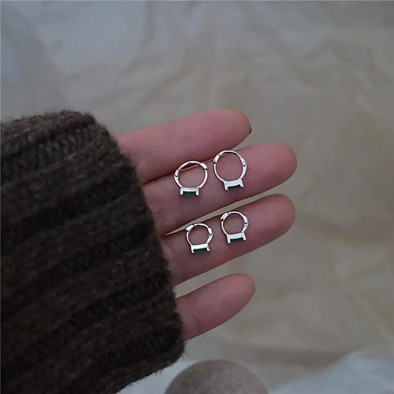 Minimalist Temperament Square Green Crystal Hoop Earrings For Women Personality Mini Ear Bone Zircon Ear Buckle Party Jewelry