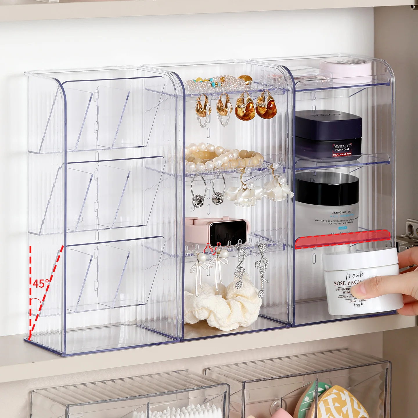 

Прозрачный акриловый органайзер для косметики и украшений Ra Batoom, прямоугольный, для рабочего стола