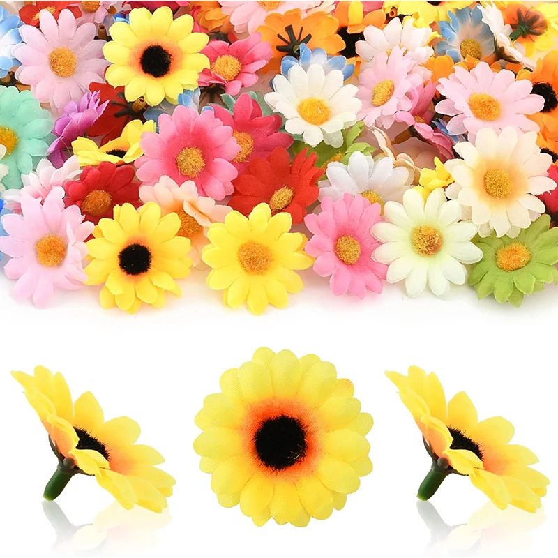 100PCS 4CM Mini Seide Gänseblümchen Künstliche Blumen Party Hochzeit Dekorative Dekoration Weihnachten Kranz Gefälschte Sonnenblume Billiger