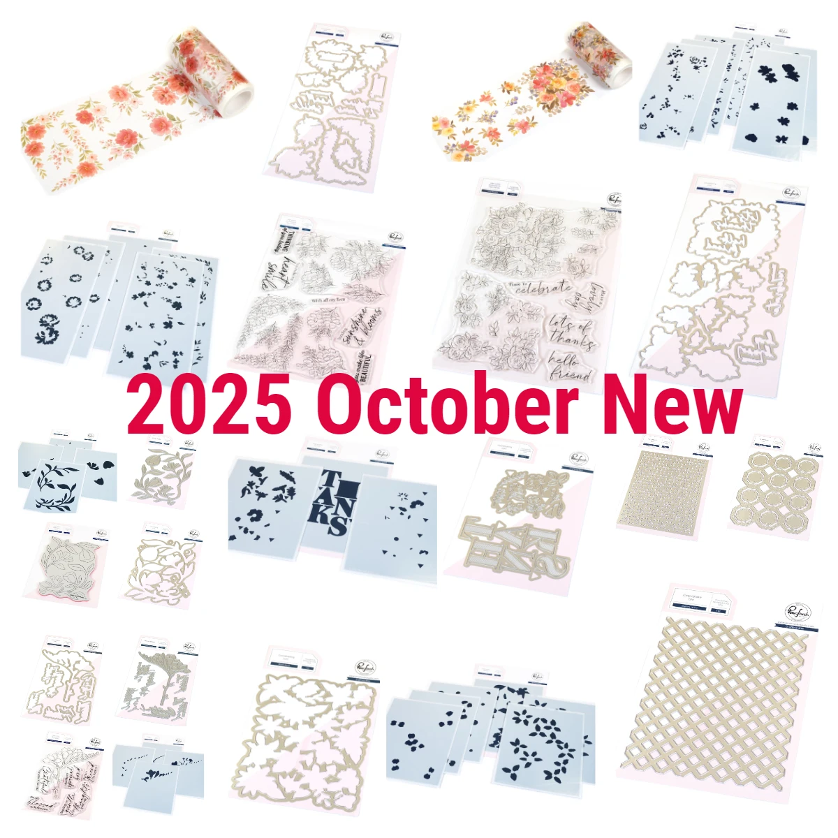 

October Pink Fresh Flourish & Glow Metal Cutting Dies Stamp Stencil Hot Foil Set DIY Scrapbook Card Handmade Embossing 2025 New
