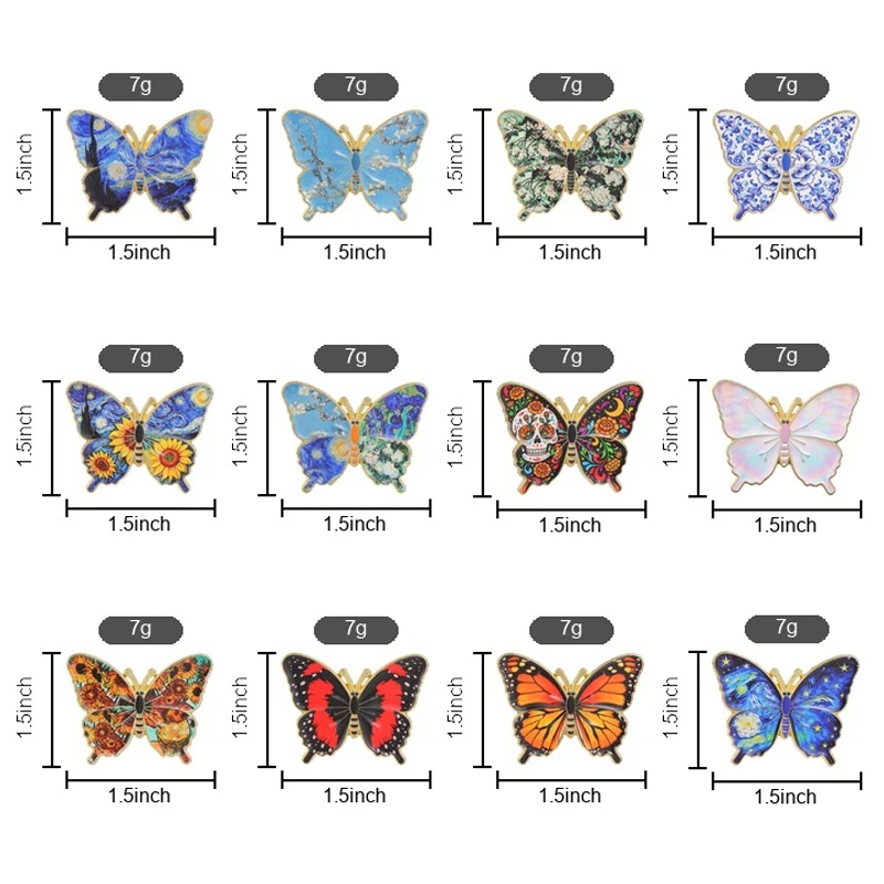 Butterfly Art Insect Moth Series Hard Enamel Pins Cartoon Colorful Butterfly Brooch Lapel Badge Backpack Accessory Jewelry Gifts