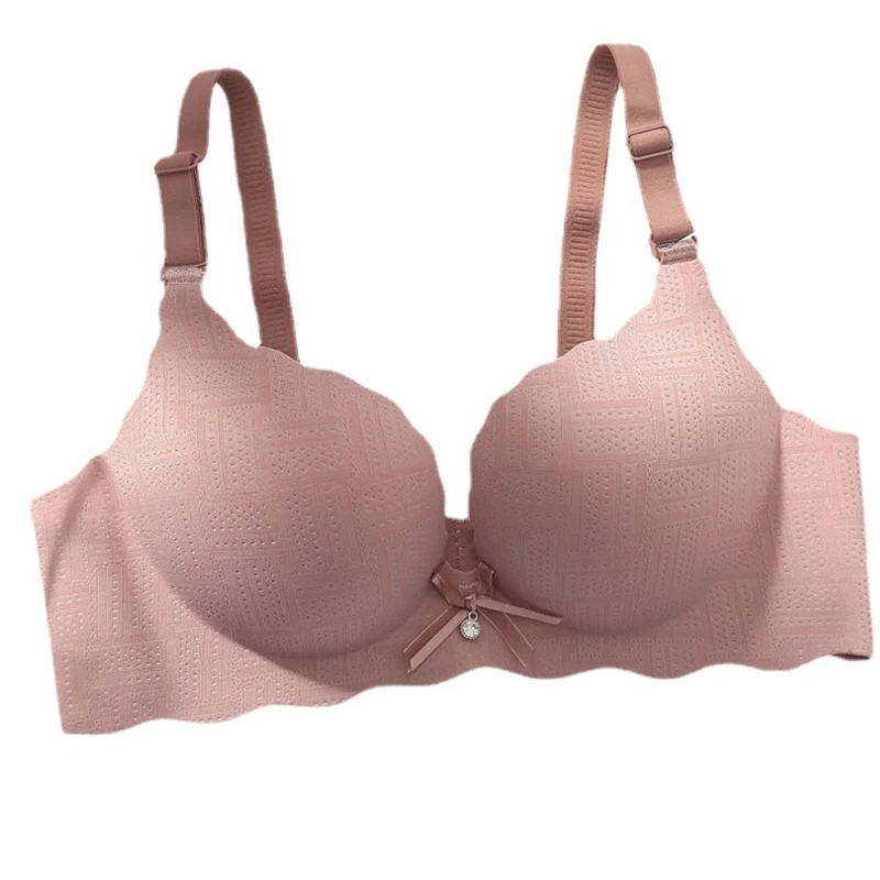 Traditional Gathering Girl Underwear Comfortable Skin Pure Color Pure Desire Nylon Material Small Chest Gathering Secure Straps