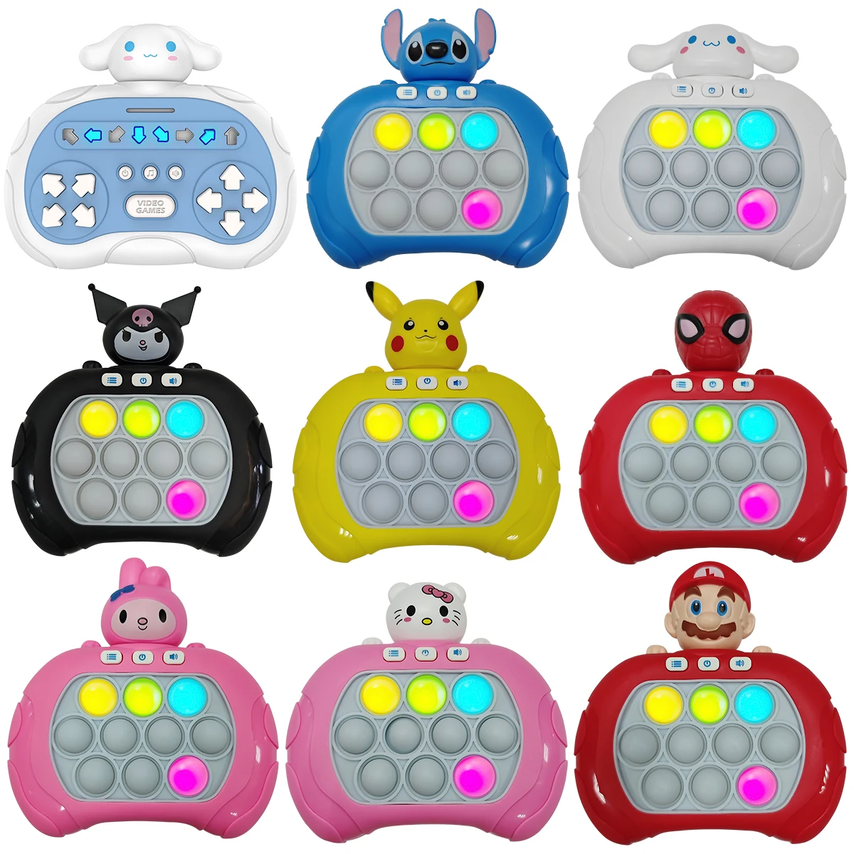 Snel Druk Spel Pop-up Fidget Bubble Elektronisch Pop it Pro Spel Pikachu Stitch Spiderman Licht Anti-stress Speelgoed voor Kinderen Cadeau - afbeelding 2