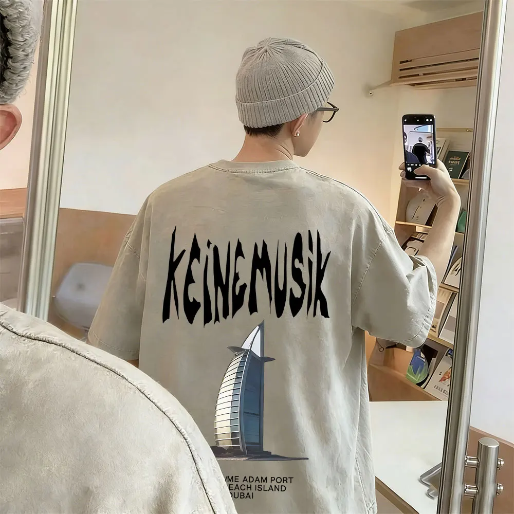 

Vintage Washed Summer Keinemusik X Pacha T-shirt Men Women Fashion Hip Hop Oversized T-shirts Male Casual Retro Cotton T Shirts