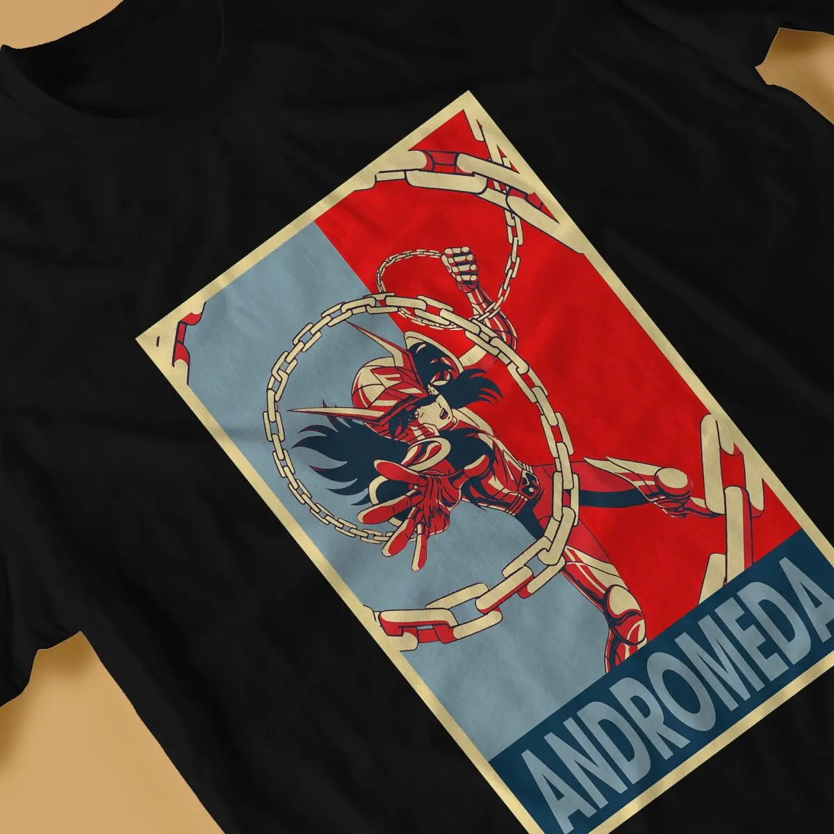 Camiseta de manga curta masculina, Saintseiya Andromeda Art, Harajuku Grunge, poliéster