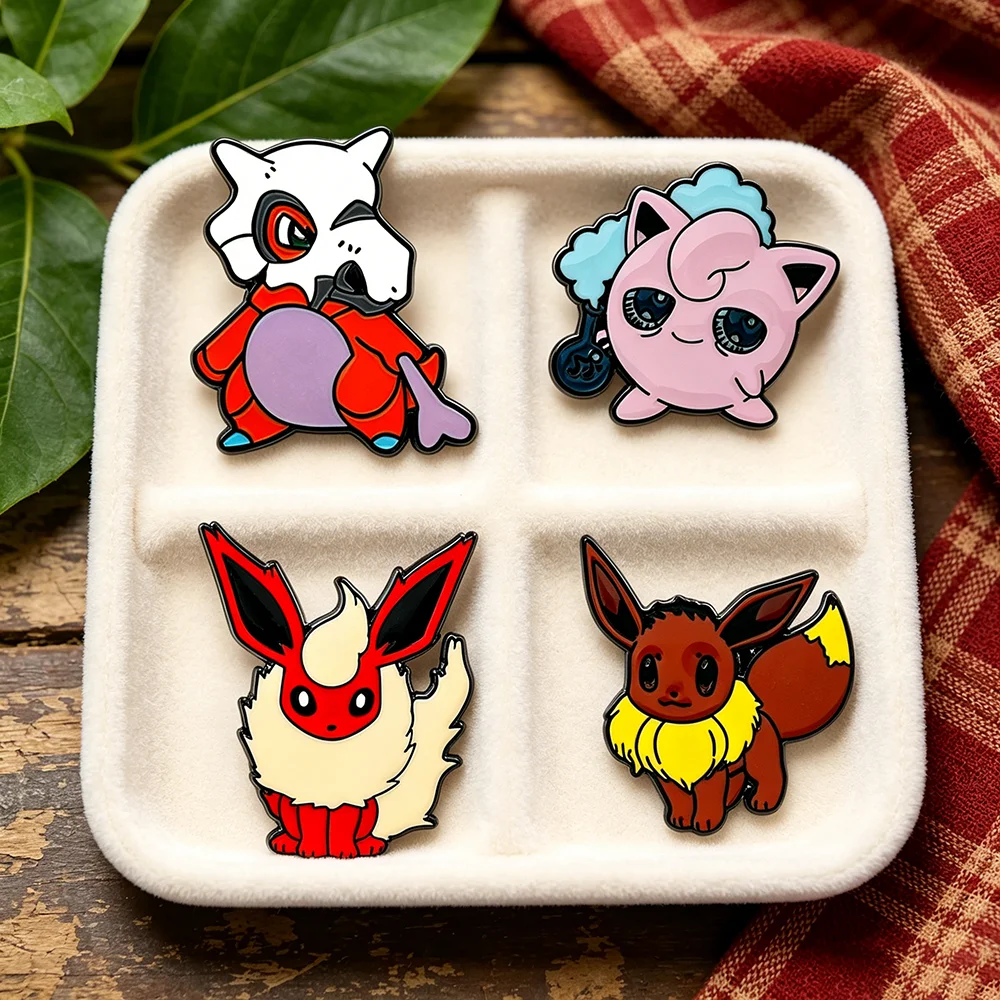 Anime Inspired Enamel Pins - Cubone Jigglypuff Flareon Eevee Lapel Pins for Collectors And Fans