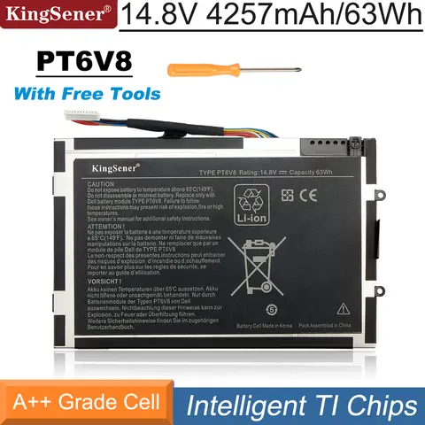 KingSener PT6V8 Laptop Battery for DELL Alienware M11x M14x R1 R2 R3 P18G T7YJR 8P6X6 08P6X6 14.8V 63WH