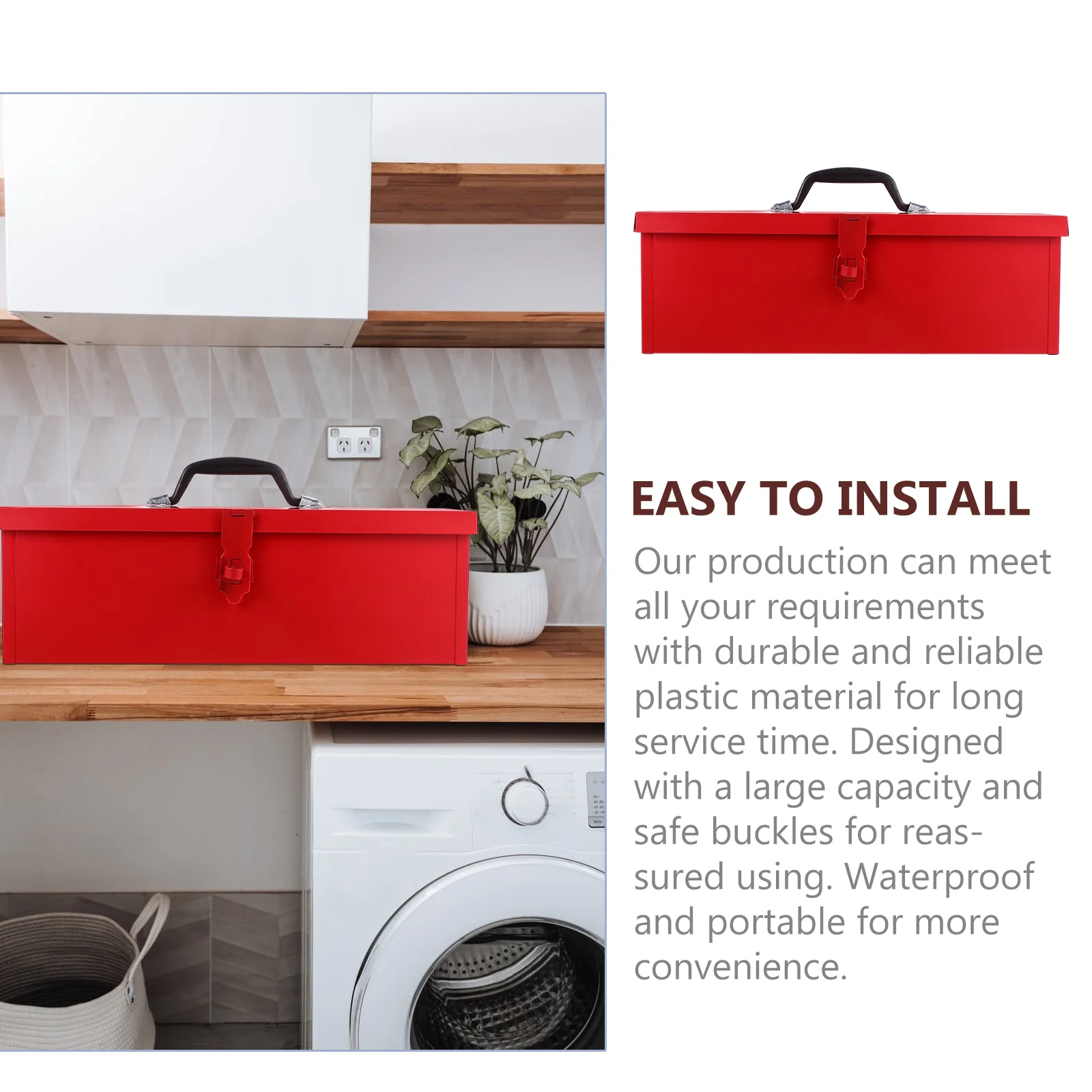 Red Single layer Thickened Iron Toolbox Lightweight Portable Shock resistant Large Capacity Tool Storage Box Household