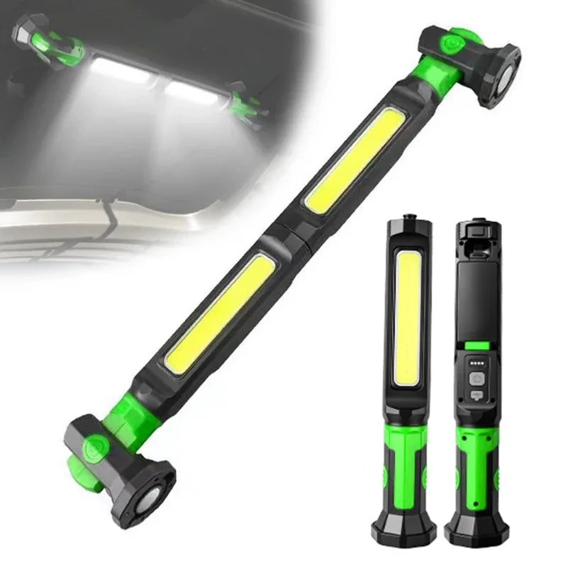 2-in-1 Magnetic Work Light for Car Repair Type-C Rechargeable Underhood COB Light 2000LM Bright Portable LED Mechanic Flashlight