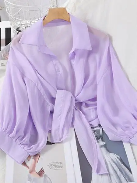 

Street Sle Long Sve Chiffon awl Beachwear Sun Protection Small oulder Wrap Straight Cut Flounce Design Pure Color irt