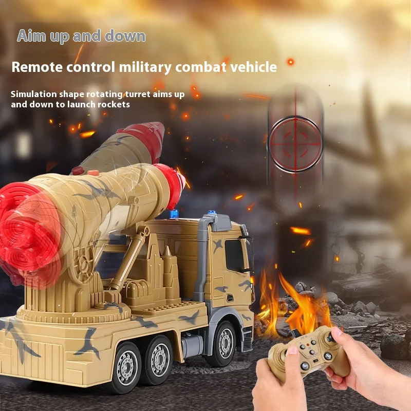 HN 1:24 10CH RC Military Trucks Battle Tank Vehicle Missile Transport Army Truck Fighting Vehicles Simulation Gifts Toys boys