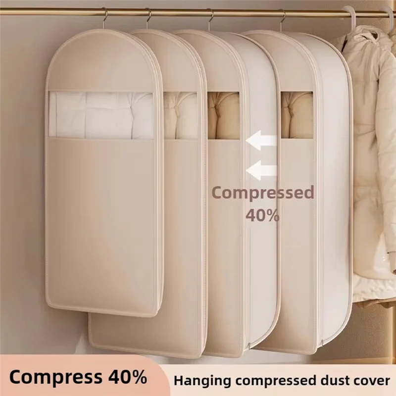 YWDZ-Down Jacket Compressed Dust Cover Wardrobe Clothes Dust Bag Household Visible Transparent Window Hanging Clothes Bag