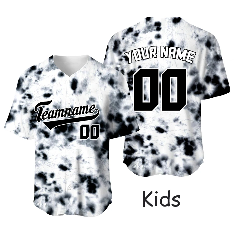 Tie Dye Jersey Custom Baseball Shirt Kids Team Game Sports T-Shirts Sublimation Blanks Hip Hop Sportswear Baseball Uniform