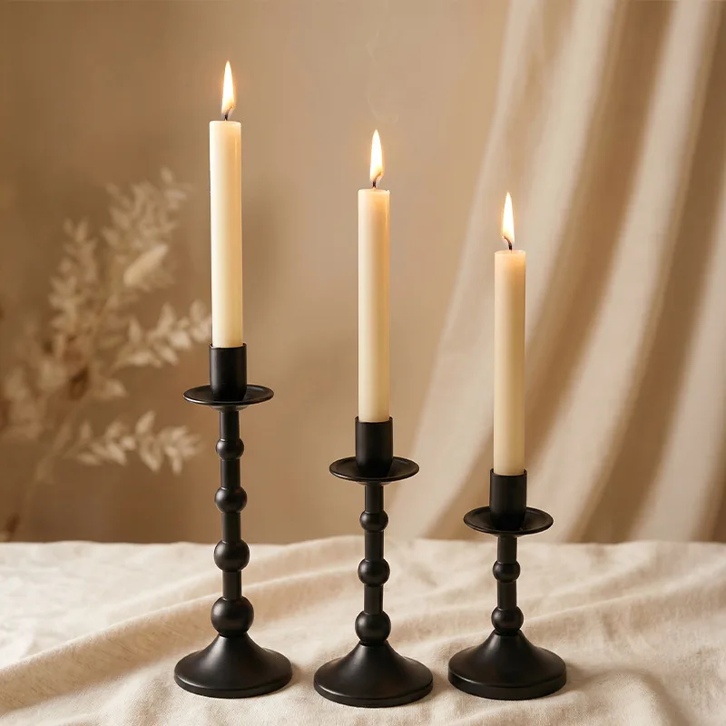Vintage Wrought Iron Taper Candle Holder Multi Size Tall Candlestick Stand Table Decor for Wedding Dinner Home Party Black Gold