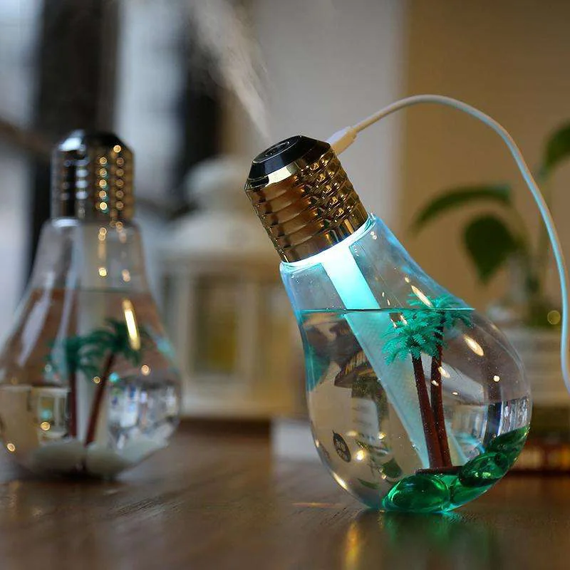 400ml Bulb Air Humidifier Creative Usb Humidifier With 7 Colors Night Light Ultrasonic Humidifier Led Mini Aroma Diffuser
