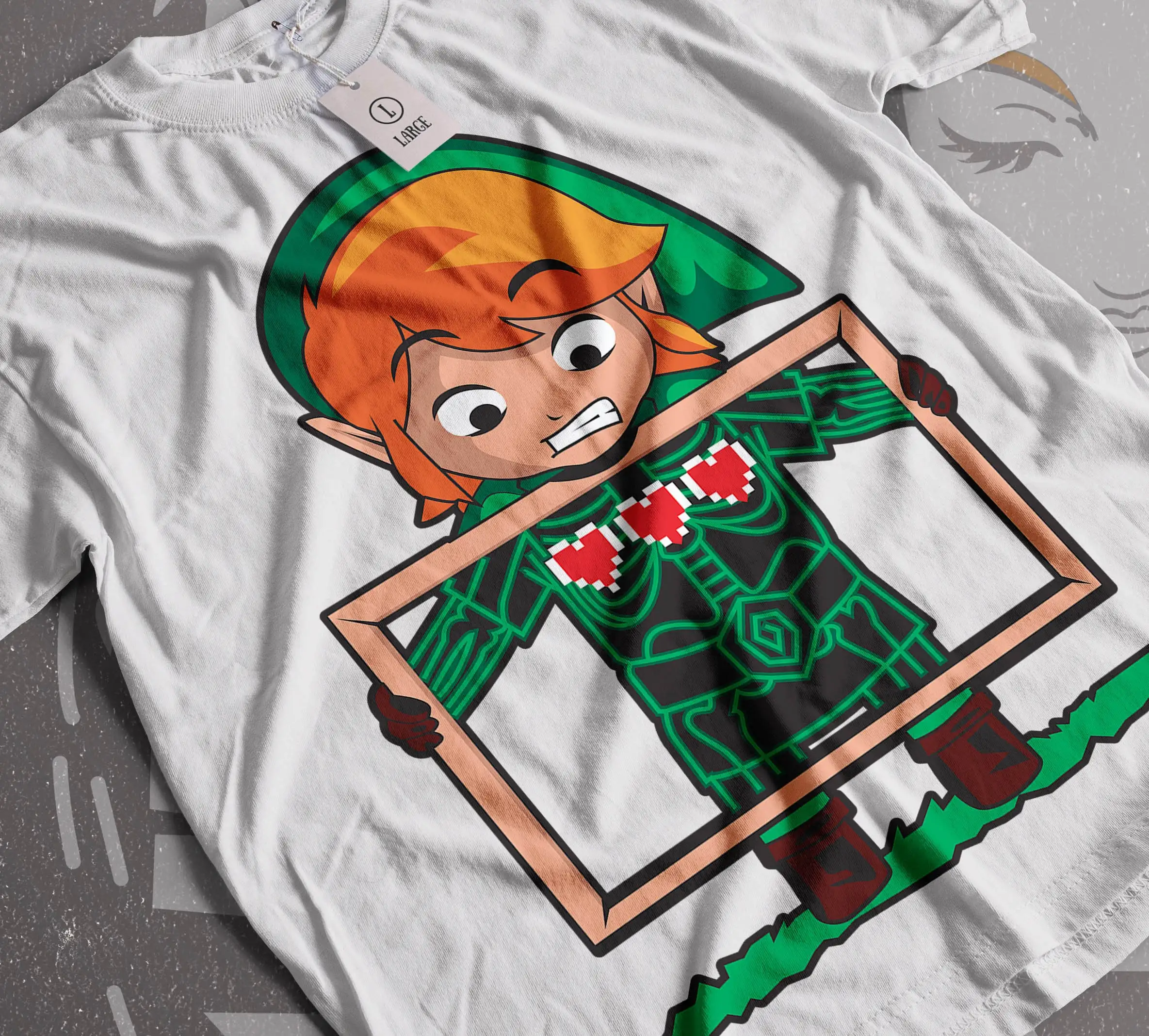 The Legend of Zelda Link X-Ray Heart T-shirt Men Women Funny Cartoon Graphic Tee Game Fans Casual Short Sleeve Tops