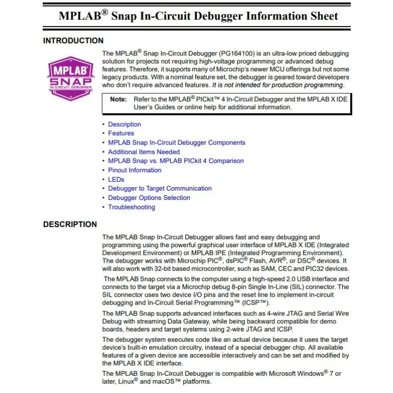 BoaMasMPG164100 MPLAB Snap In-Circuit Debugger