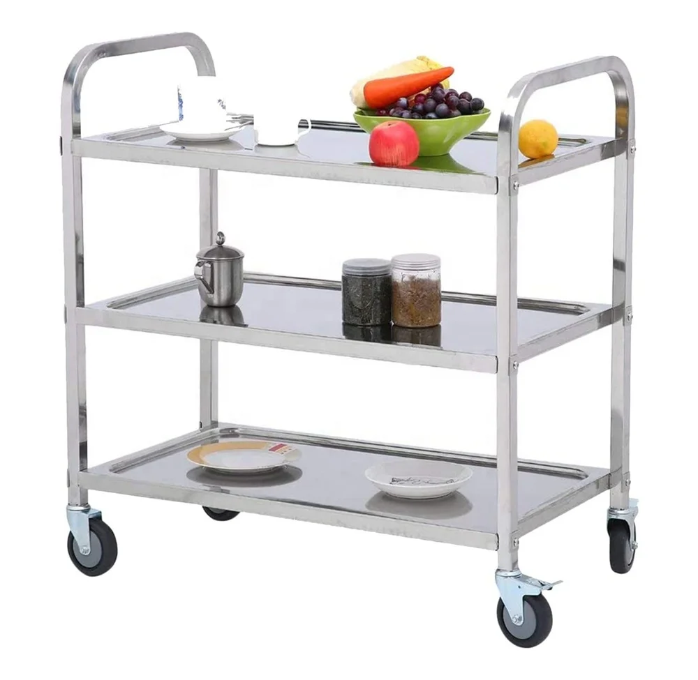 سعر المصنع للفنادق وغرفة المطبخ ومطعم الطعام عربة خدمة الطعام 3 طبقات عربة أدوات المرافق عربة المتداول