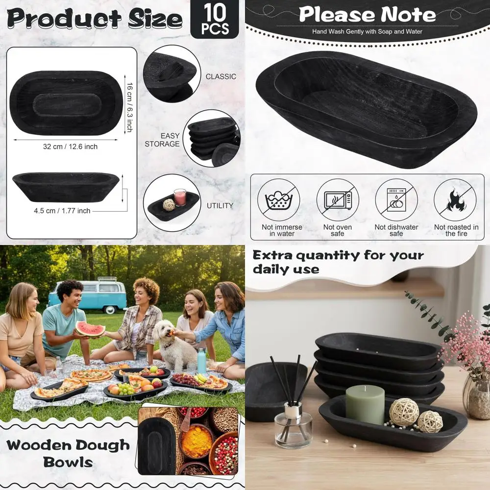 

Bulk 12.5 Inch Wooden Dough Bowls, Rustic DIY Wedding Decor, Candle & Craft Supplies, Farmhouse Fruit Display