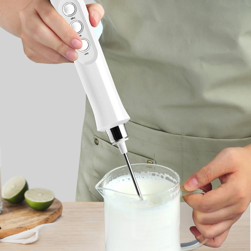 Electric Milk Foamer 3 In 1 Egg Beater Portable Handheld Frother USB Rechargeable Foam Coffee Mixer High Speeds Frothing Wand