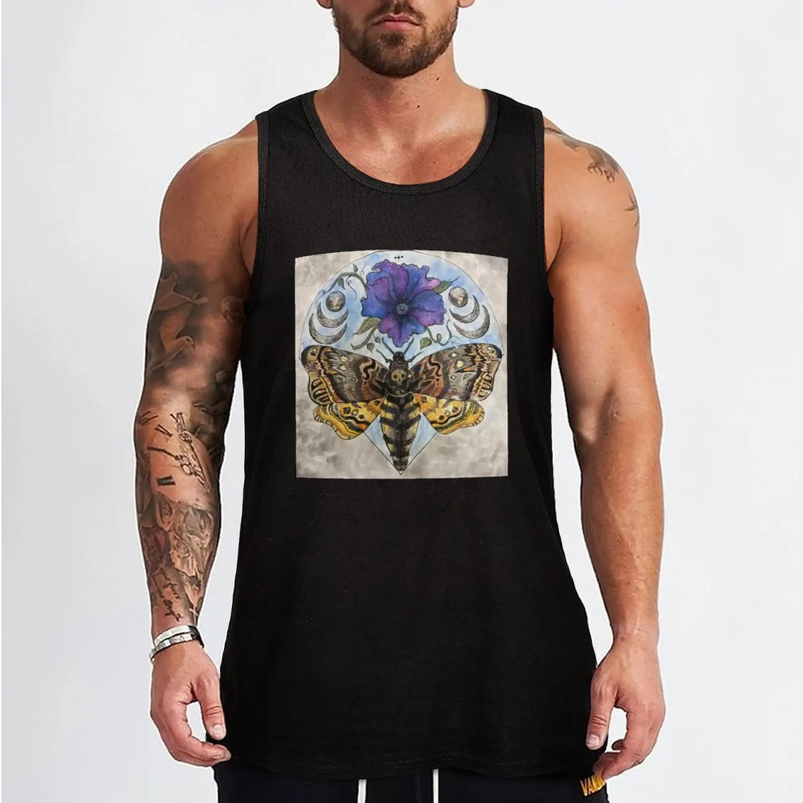 Death Head Moth and Petunia Tank Top summer Men's tops Vests Top