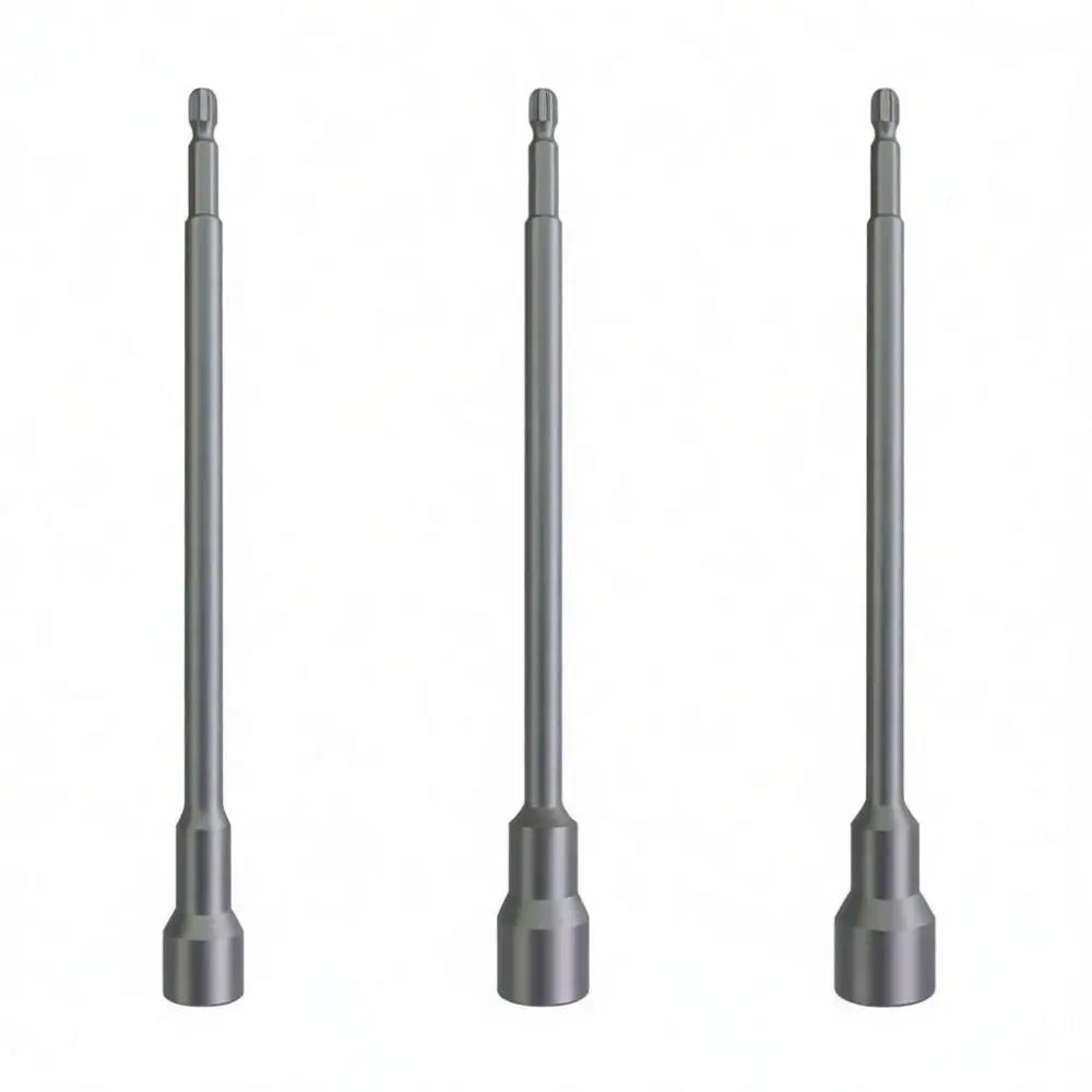 150mm Long Hex Socket Adapter For For Fuxin Power Impact Drill Bit Magnetic Nut Setter Tool Steel Chrome Plated Tool