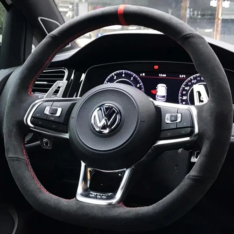 

Diy Hand Sewing Car Steering Wheel Cover for Volkswagen Golf 7 GTI Golf R MK7 VW Polo GTI Scirocco 2015 2016 Suede Accessories