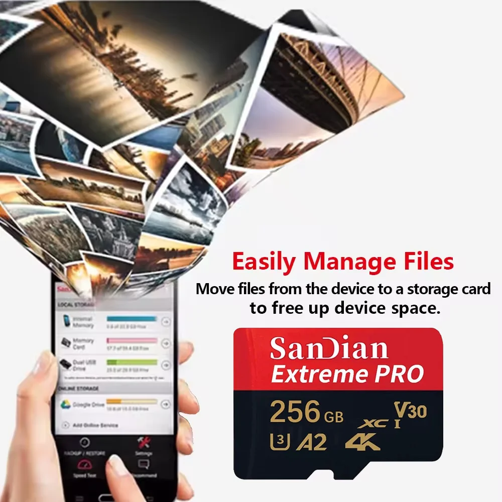 Micro SD 256GB 512GB Memory Card 128GB 64GB UHS-I U3 V30 A2 SD Card 32GB for Camera Photography 4K RAW Video Creator