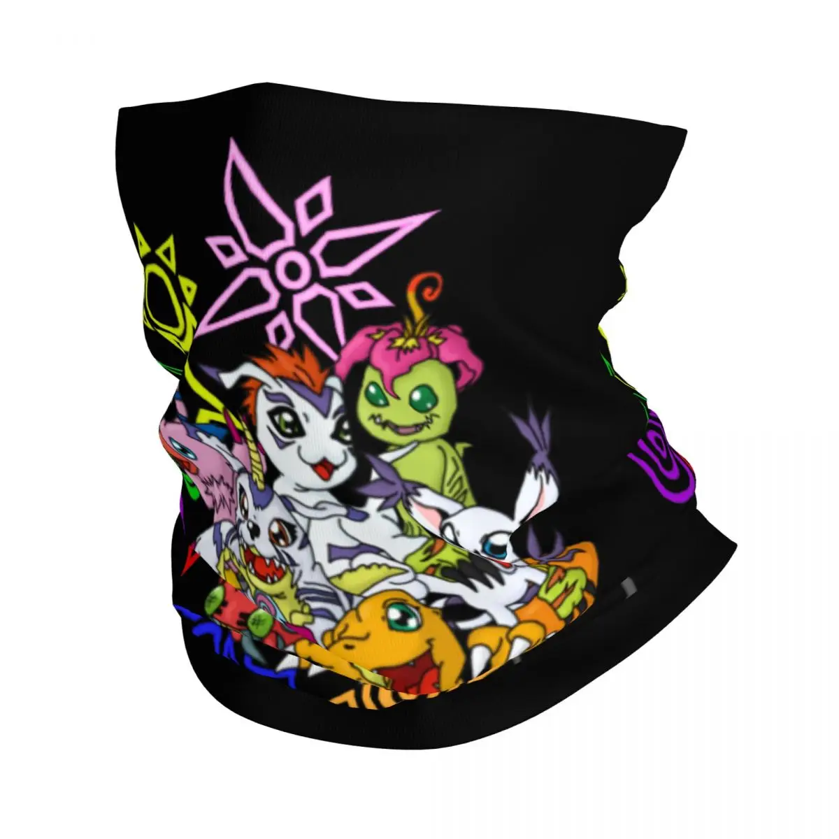 Digimon And Crests Bandana Neck Gaiter Printed Nostalgic Anime Mask Scarf Multifunctional Face Mask Fishing for Men Women Adult