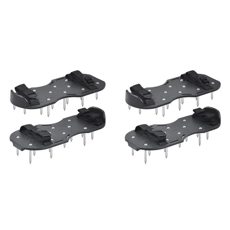 2 Pair Of Garden Grass Scarifying Shoes 4.2CM Lawn Spikes Scarifying Shoes Self-Leveling Epoxy Tools Black