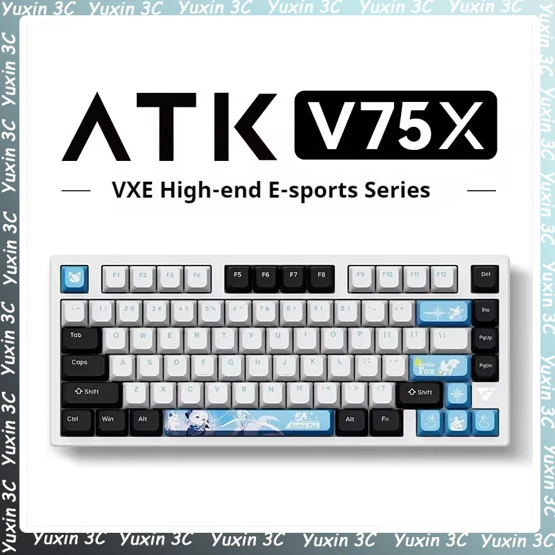 ATK V75X Keyboard Semi Aluminum Alloy Customized Mechanical 3-Mode Hot Plug 87key Game Keyboard Desktop Computer Peripherals ﻿