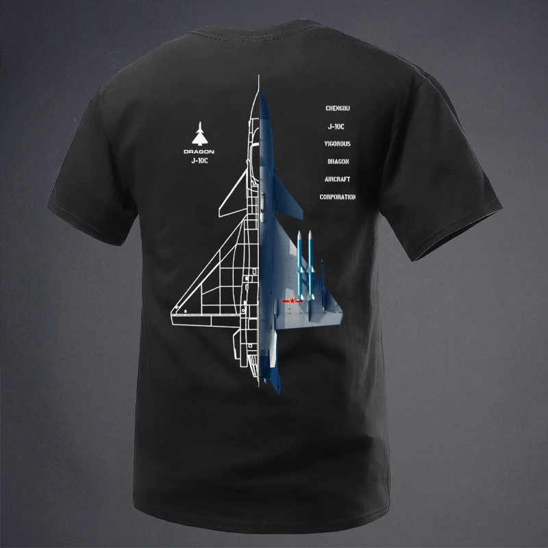 2026 Summer The Heavy Weapon of The Tough Guy Club Country J-10C Thunder Fighter Printed Short Sleeve T-shirt