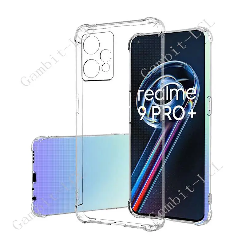 Anti-Falling Soft TPU Case For Realme 9 Pro+ Plus 4G 5G Q3s GT Exploration Master Edition C21 C21Y C25 C11 Clear Protector Cover